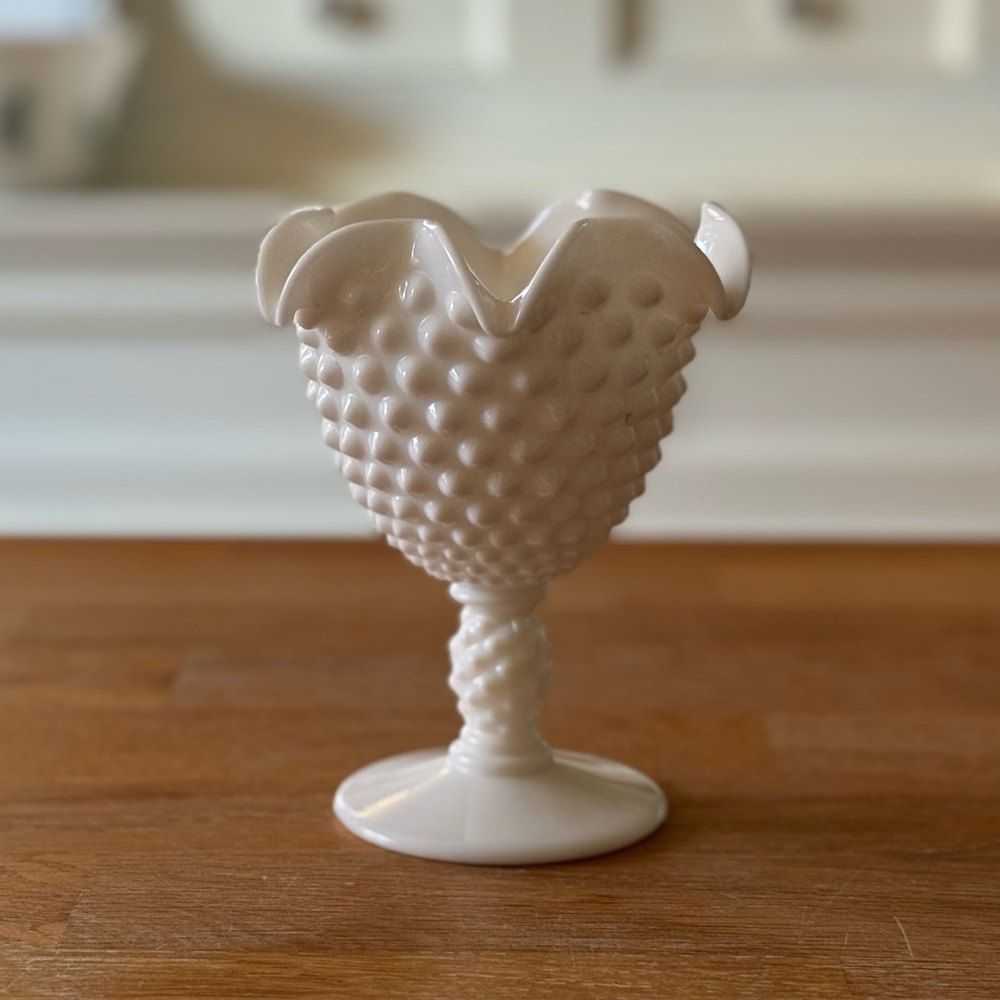 Vintage Milk Glass Hobnail Compote